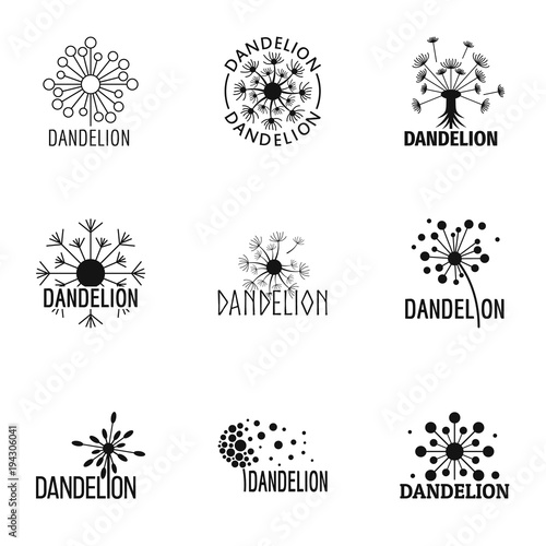 Dandelion bloom icons set. Simple set of 9 dandelion bloom vector icons for web isolated on white background