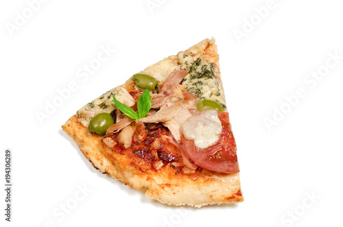 Pizza slice isolated on white