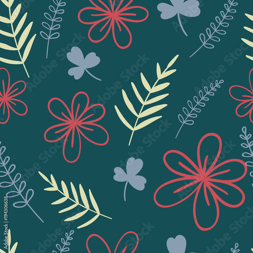 Seamless dark floral pattern. Elegant vector illustration. For print, card