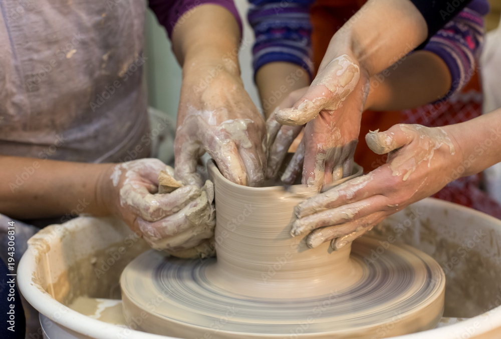 clay modeling with hands