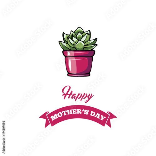 Happy mother s day greeting card with sukkulent. Vector. photo