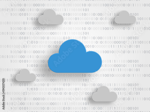 Clouds on digits as background represent iCloud technology concept. Technology background. Vector illustration.