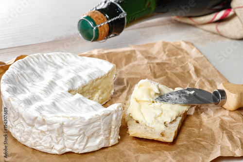 Camembert and cider bottle from Normandy or Bretagne