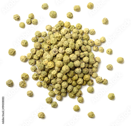 dried green peppercorns isolated on white