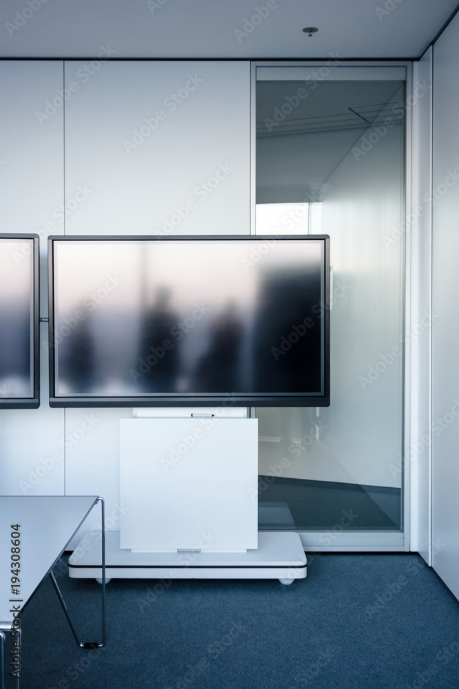 Empty modern video conference room Empty modern video conference room