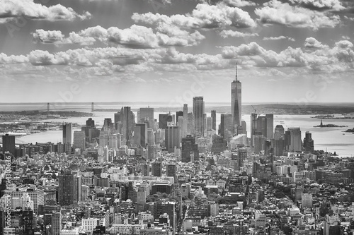 Black and white picture of the New York skyline  USA.