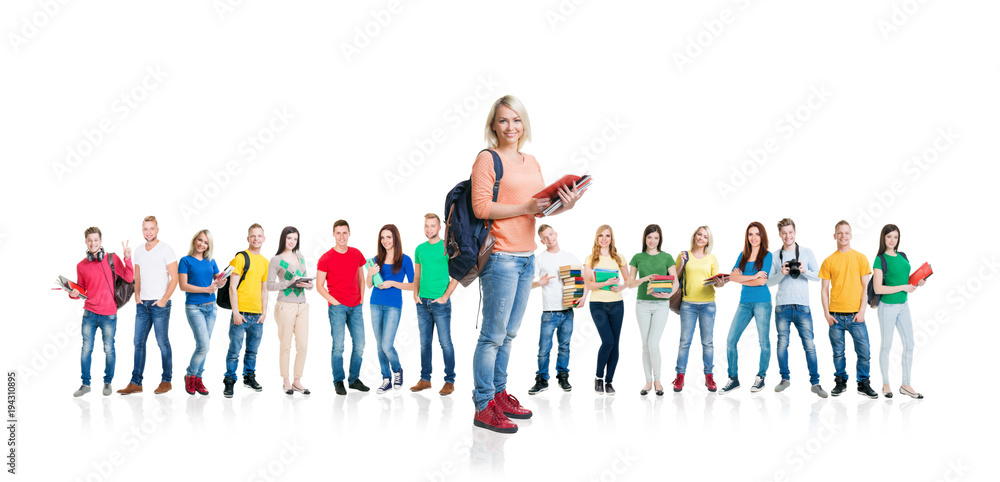 Obraz premium Group of young teenage people isolated on white