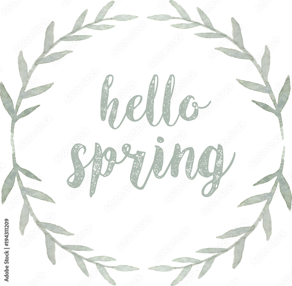 Hello spring. Wreath vector isolated on white background. Watercolor illustration. Hello spring. Wreath vector isolated on white background. Watercolor illustration.