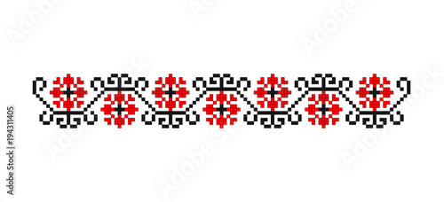Traditional Romanian folk art knitted embroidery pattern