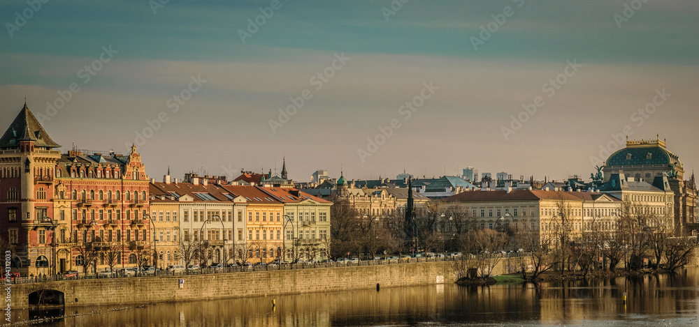 Prague Riverfront Buildings