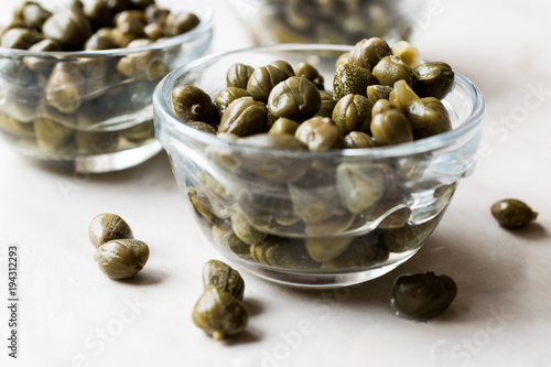 Edible Capers in Glass Bowl Ready to Eat.