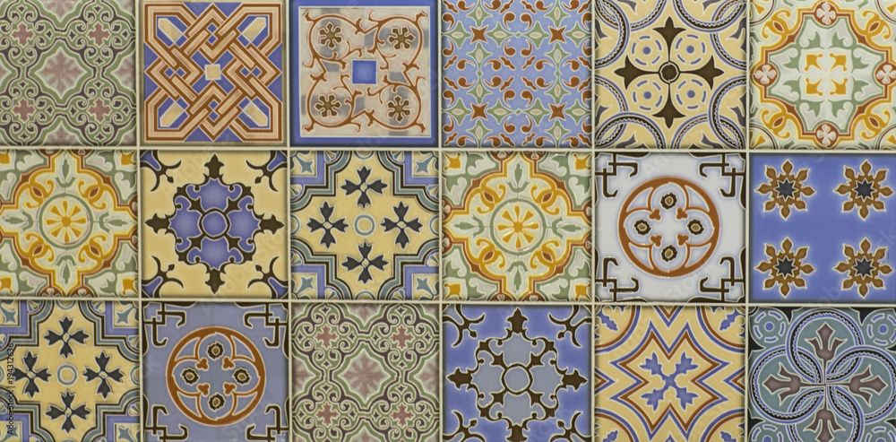 Fototapeta abstract floral mosaic pattern, ceramic tile