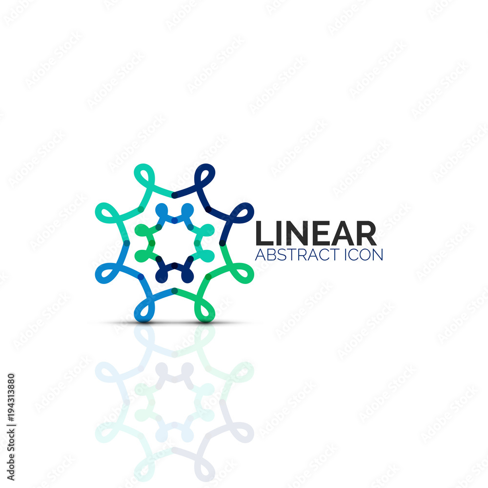Abstract flower or star minimalistic linear icon, thin line geometric flat symbol for business icon design, abstract button or emblem Abstract flower or star minimalistic linear icon, thin line geometric flat symbol for business icon design, abstract button or emblem