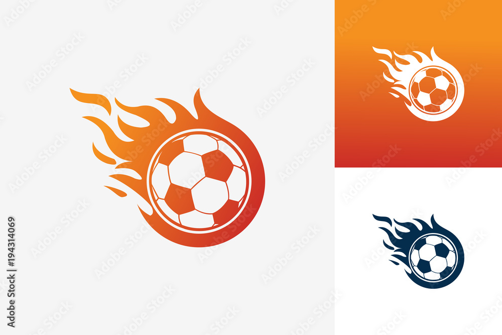 Naklejka premium Soccer Fire Logo Template Design Vector, Emblem, Design Concept, Creative Symbol, Icon