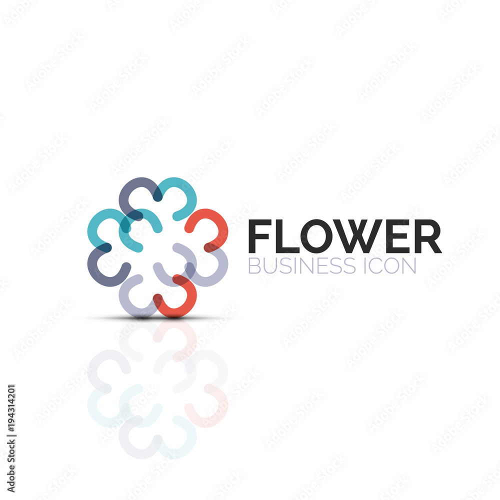 Abstract flower or star minimalistic linear icon, thin line geometric flat symbol for business icon design, abstract button or emblem