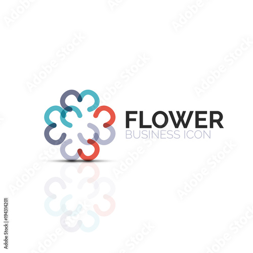 Abstract flower or star minimalistic linear icon, thin line geometric flat symbol for business icon design, abstract button or emblem