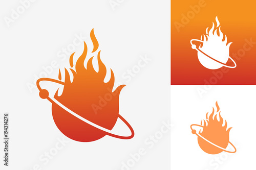 Planet Fire Logo Template Design Vector, Emblem, Design Concept, Creative Symbol, Icon