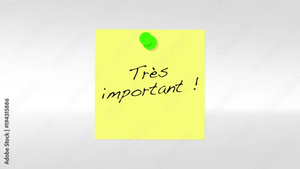 très important mémo jaune fond gris