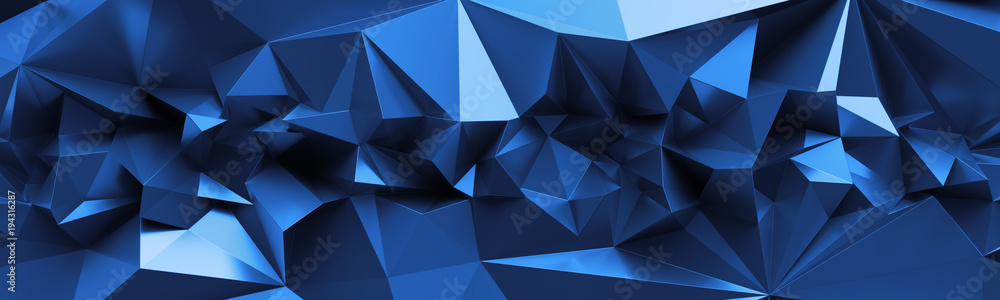3d render, abstract blue crystal background, faceted texture, macro  panorama, wide panoramic polygonal wallpaper Stock Illustration | Adobe  Stock