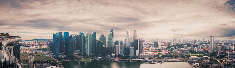 Singapore panorama - obrazy, fototapety, plakaty 