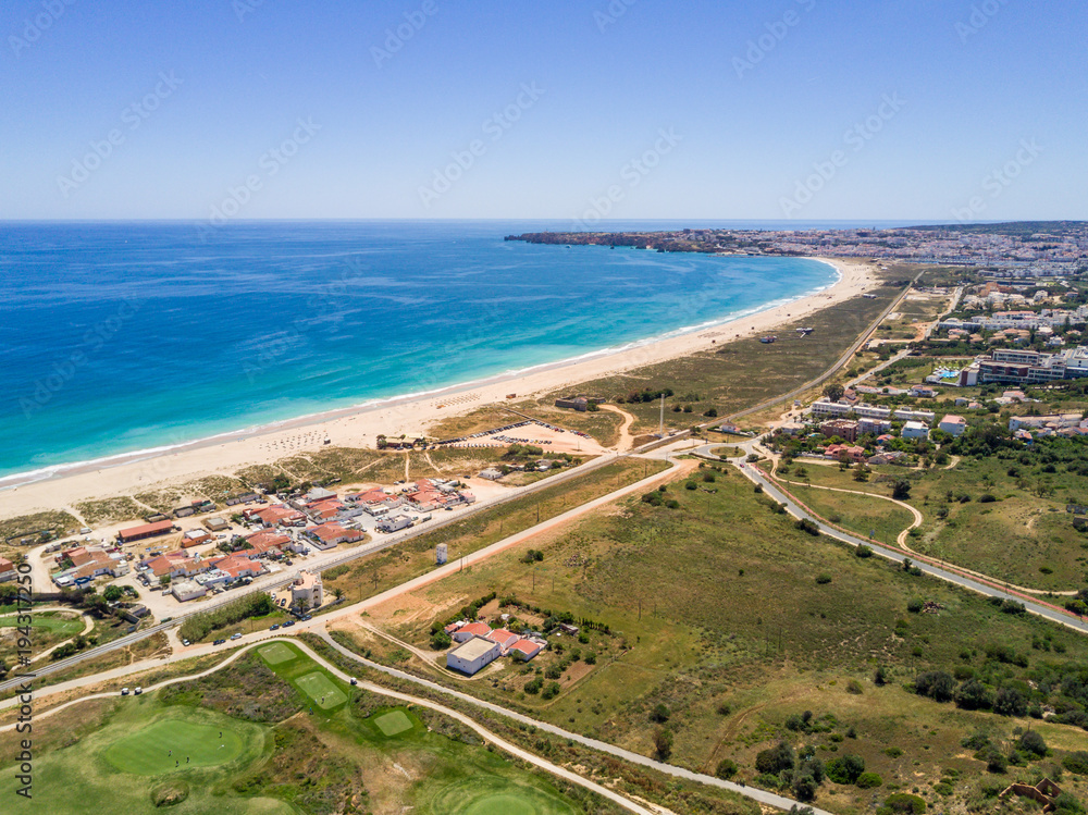 Aerial view of Lagos and Alvor, Algarve, Portugal