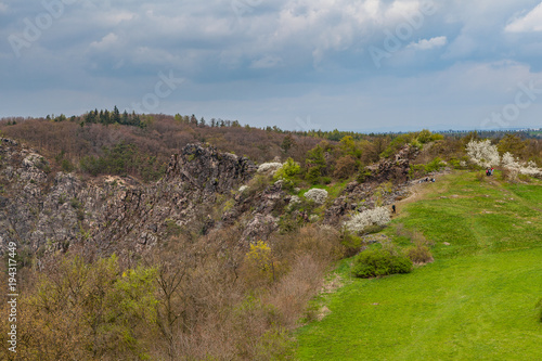 Rocks and Valley Divoka Sarka in Prague, spring time.