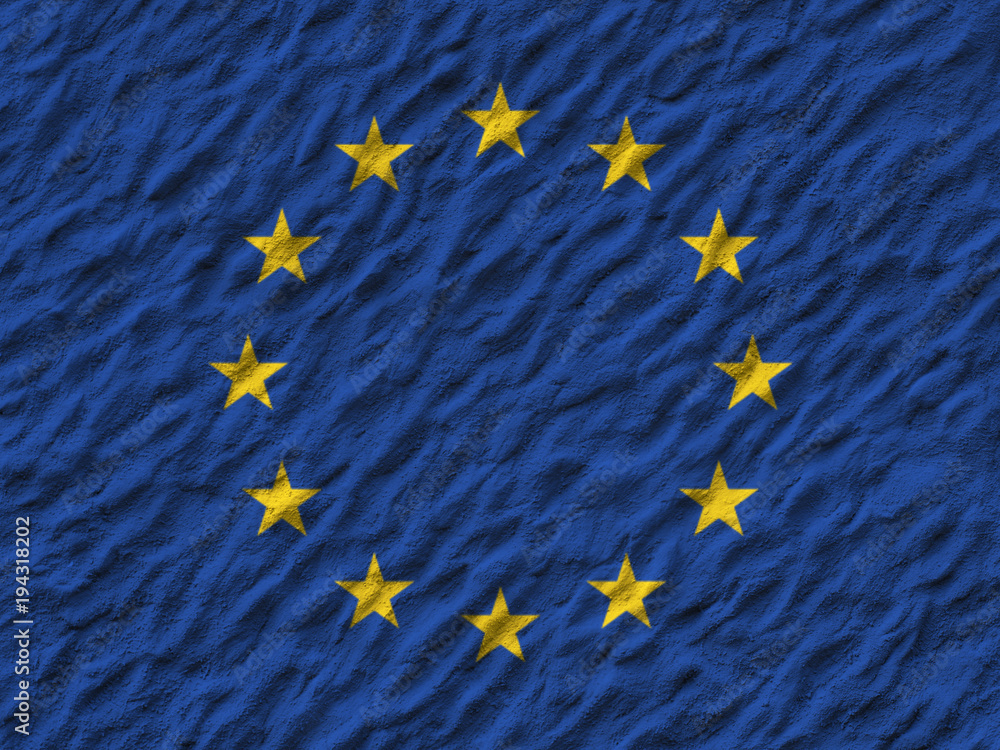 flag of the European Union drawn on the wall. flag of the European Union drawn on the wall.