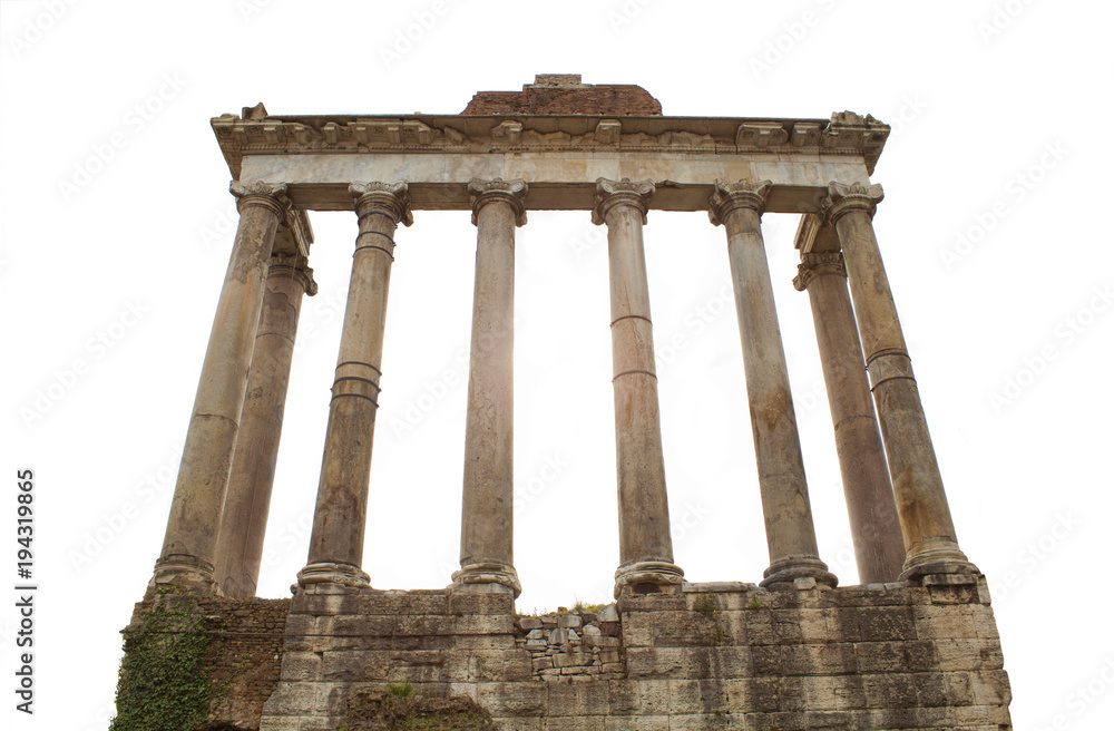 Fototapeta premium old columns gate isolated on white background. Rome, Italy