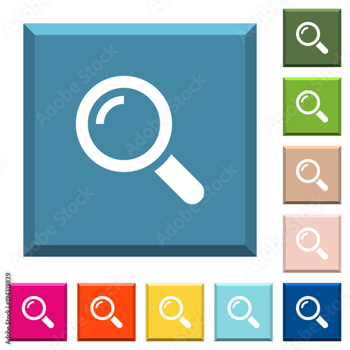 Single magnifier white icons on edged square buttons
