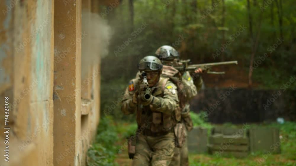 Soldiers falling after explosion, slow motion Soldiers falling after explosion, slow motion