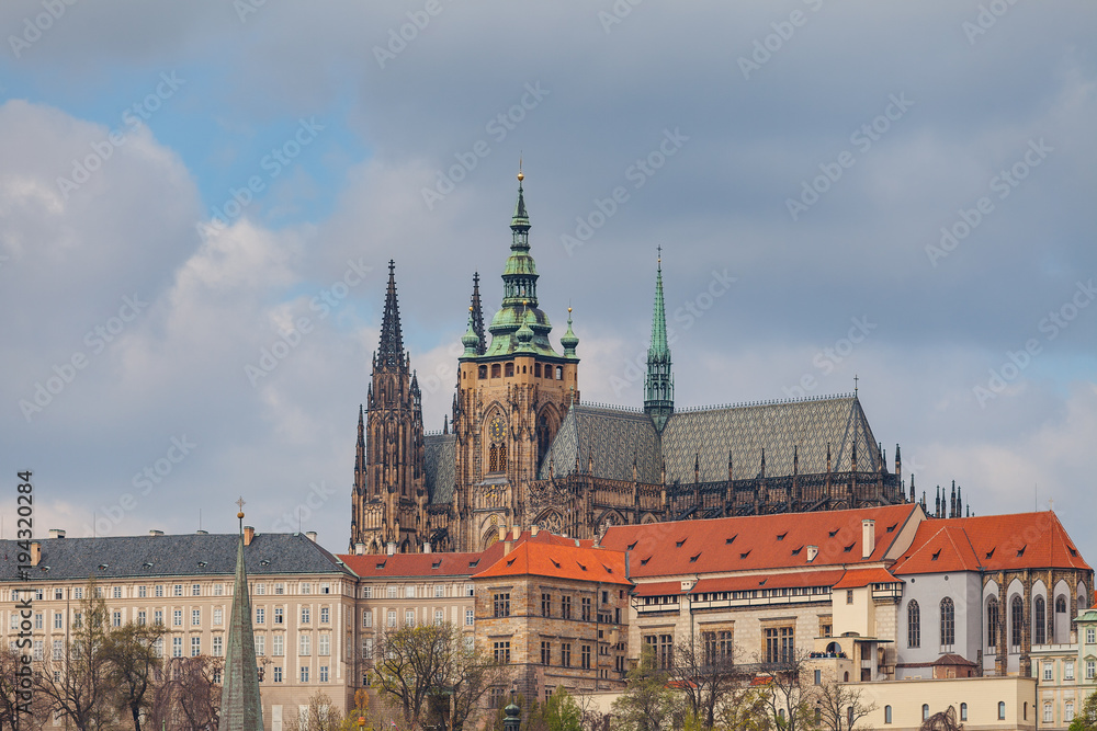 Prague castle and St. Vitus Cathedral in Prague, Czech Republic