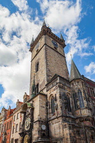 Prague Astronomical Clock tower (Orloj) in the Old Town of Prague, Tyn Church