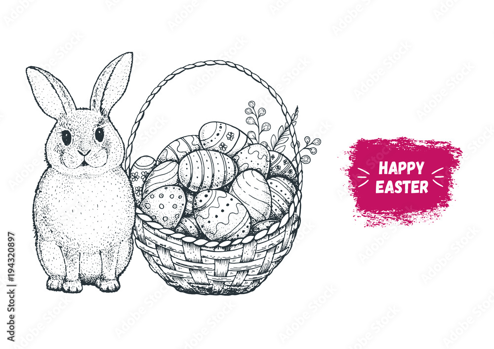 Easter bunny. Coloring page Stock Vector by ©Dazdraperma 5248783