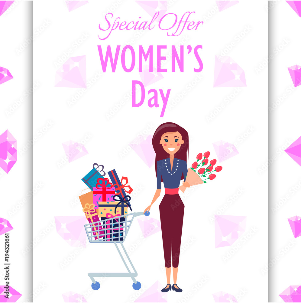 Special Offer on Womens Day Bright Promo Poster
