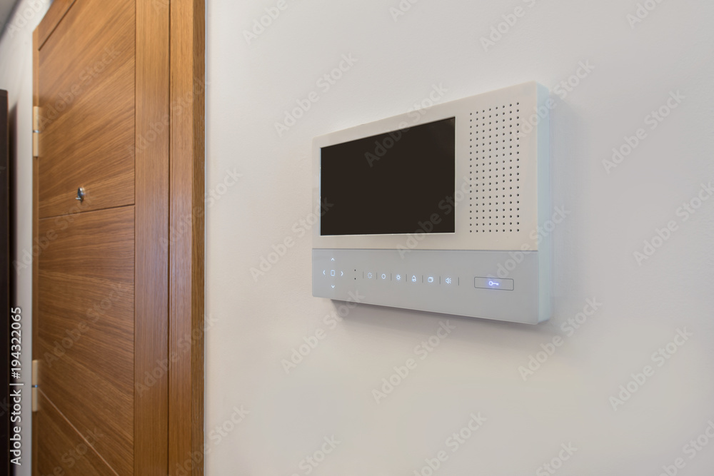 Video intercom, security system safety in modern apartment Video intercom, security system safety in modern apartment