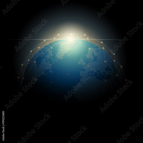 Fototapeta Naklejka Na Ścianę i Meble -  Environmental conservation and Globalization concept with Earth in polygonal sphere network , vector , illustration