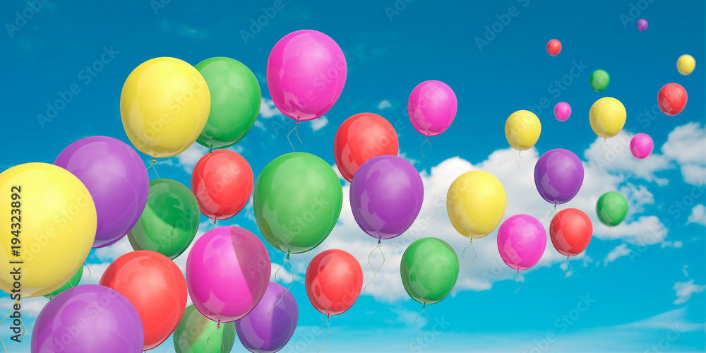 Bunte Luftballons steigen gen Himmel