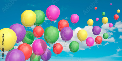 Bunte Luftballons steigen gen Himmel