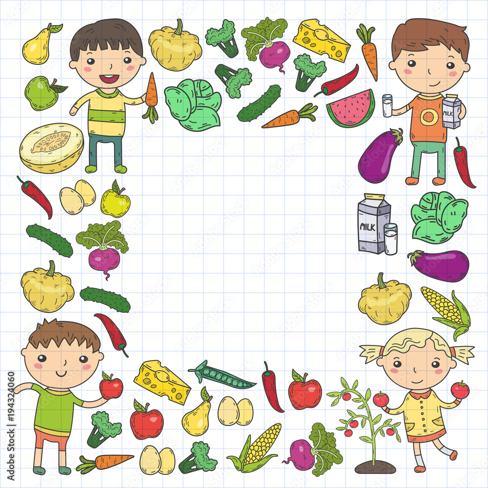 Fruits And Vegetables Border For Kids