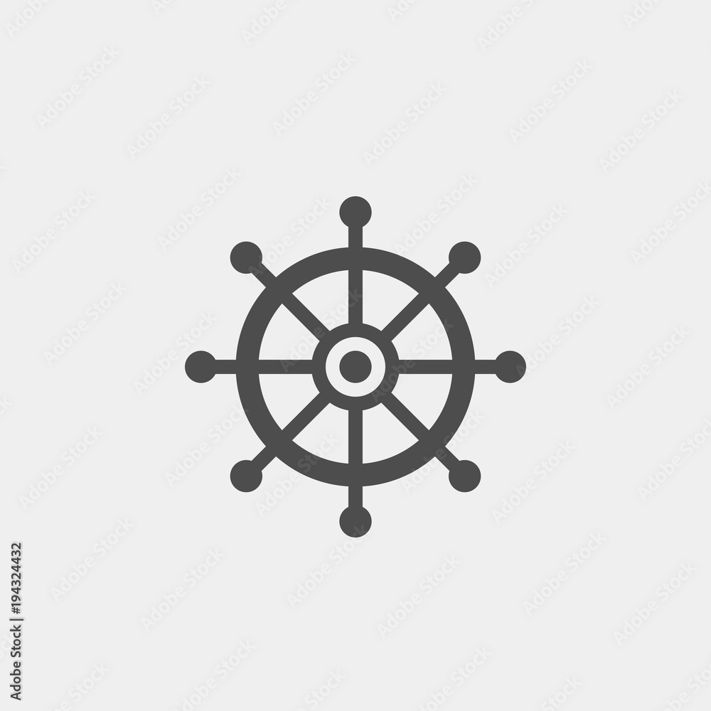 Obraz premium Helm flat vector icon. Rudder flat vector icon. Sea flat vector icon