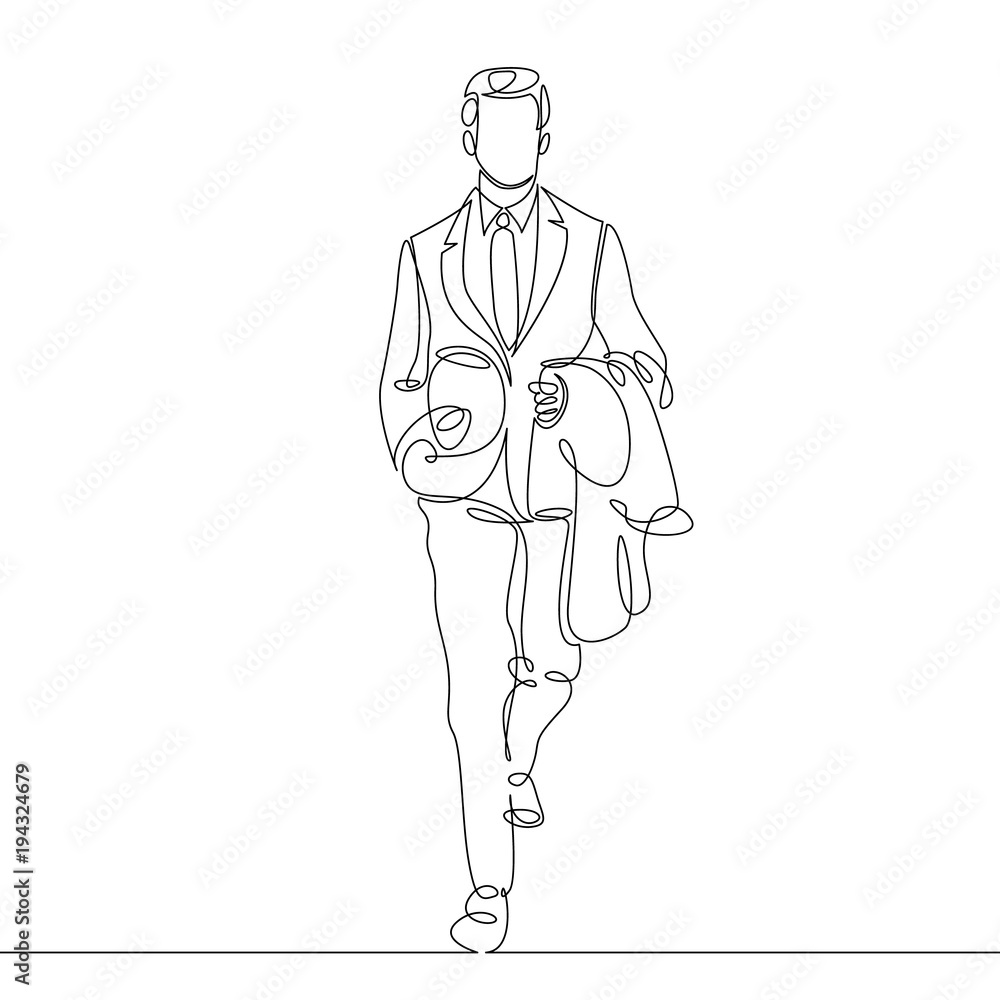 Continuous single one line drawn line Businessman going to work