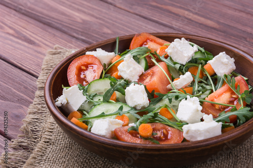 Vegetable salad with cheese feta