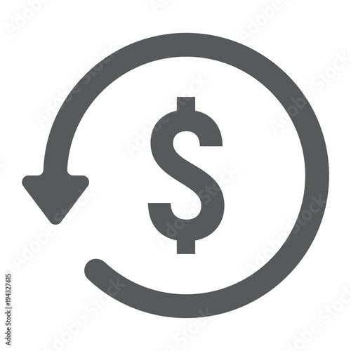 Chargeback glyph icon, e commerce and marketing, return on investment sign vector graphics, a linear pattern on a white background, eps 10.