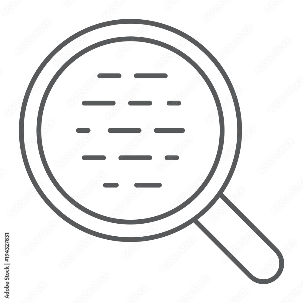 Search thin line icon, magnifier and find, optical sign vector graphics, a linear pattern on a white background, eps 10. Search thin line icon, magnifier and find, optical sign vector graphics, a linear pattern on a white background, eps 10.
