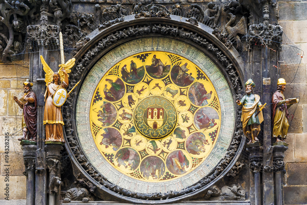 Astronomical clock at the Town Hall in Prague, Czech Republic