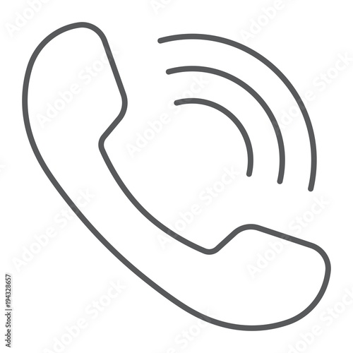Phone Call thin line icon, communication and support, telephone sign vector graphics, a linear pattern on a white background, eps 10.