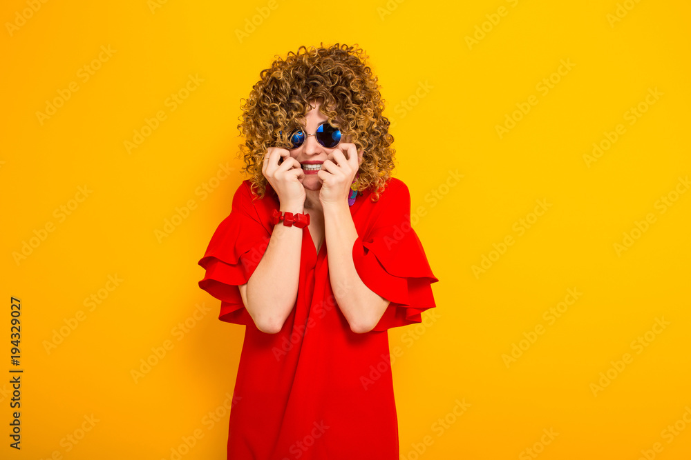 Attractive woman with short curly hair Attractive woman with short curly hair