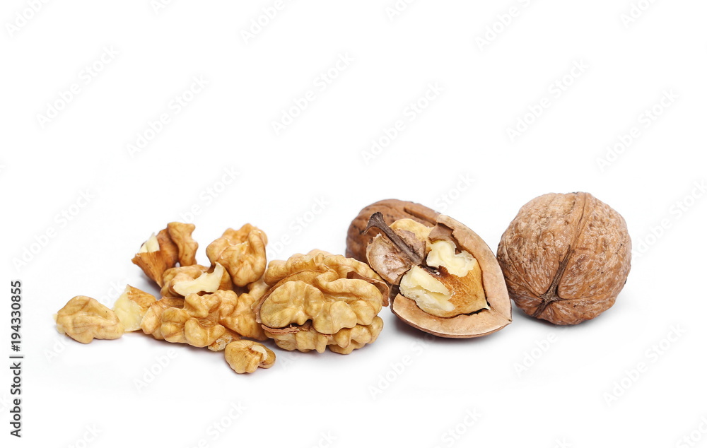 Cracked walnut isolated on white Cracked walnut isolated on white