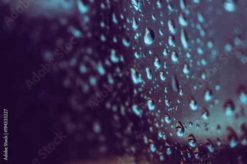 Drops. Raindrops on the car window. Macro.  © Ekaterina