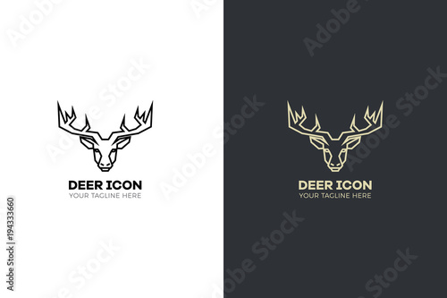 Stylized geometric deer head illustration. Vector icon tribal stag design